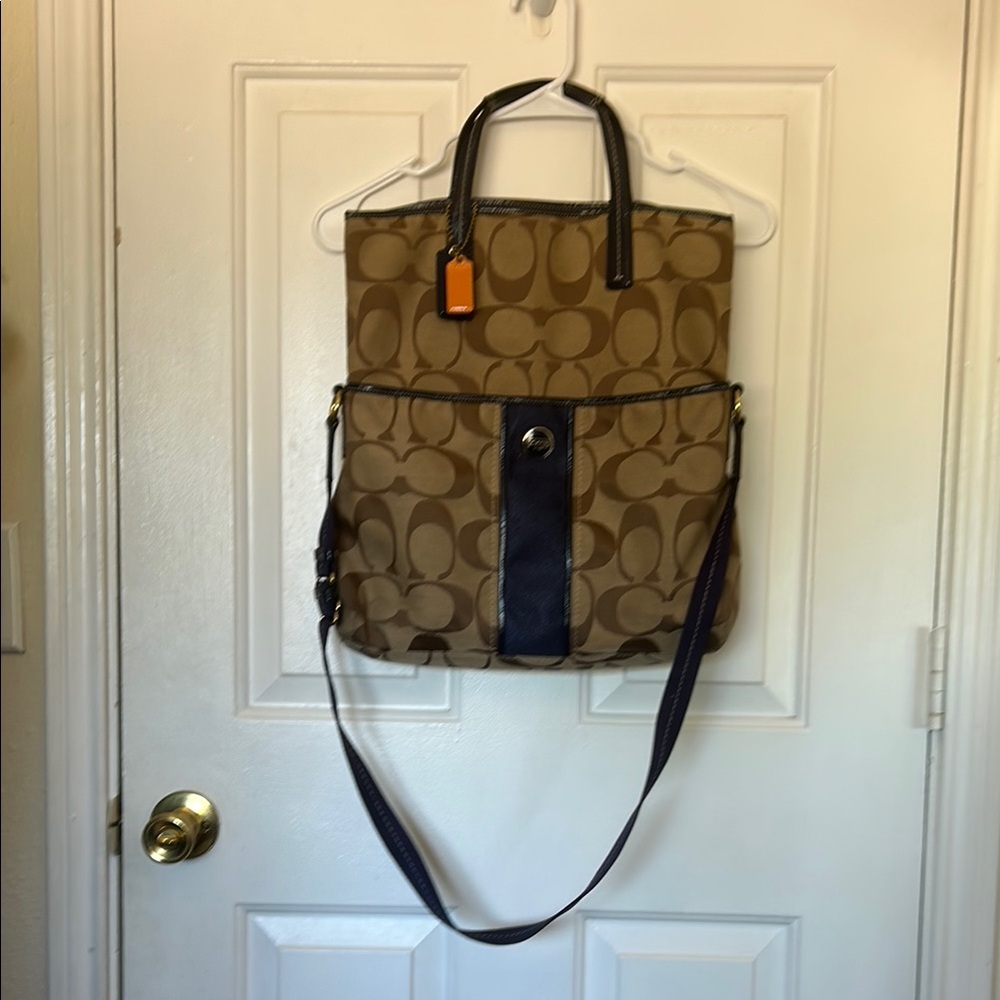 Rare convertible Coach Brown Signature Canvas Crossbody Tote